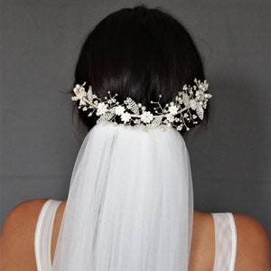 Haarreif, Braut Haarschmuck, Haarreif, Braut schmuck, Perlen, Strass, Haarteil, Kopfschmuck, Accessoires, Hochzeit, wedding, Haardraht, Silb