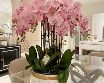 Exclusive Artificial Orchids Arrangement ceramic planter