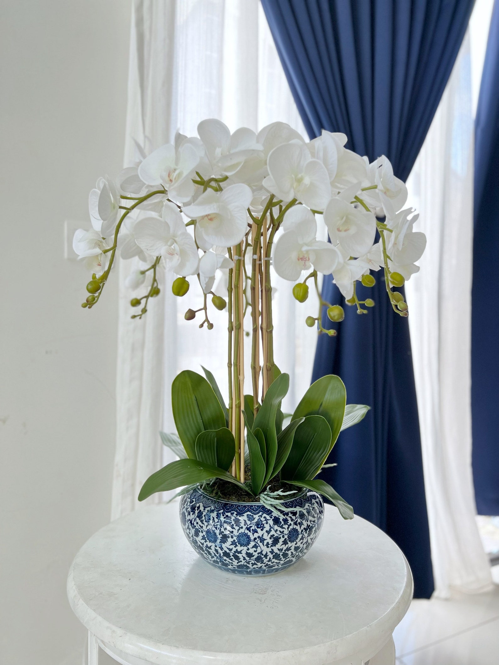Exclusive Artificial Orchids Arrangement Blue and White Etsy