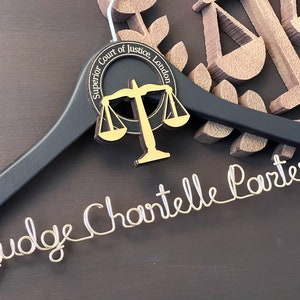 Personalized Hanger for Judge, Custom Hanger, Personalized Gift for Judge, Retirement Gift, Investiture Ceremony Gift, Gift for Lawyer