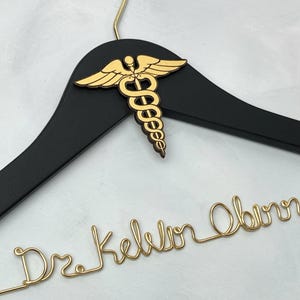 White Coat Hanger, Caduceus Decal Hanger, Medical Gifts for Women, Medical Gifts for Men, Med Student Gift, Personalized Hanger