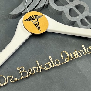 Doctor Coat Hanger, Caduceus Decal Hanger, Medical Gifts for Women, Medical Gifts for Men, Med Student Gift, Personalized Hanger image 5