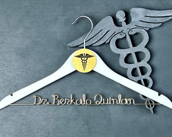 Personalized White Coat Hanger, Unique Doctor Gift