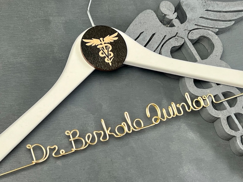 Doctor Coat Hanger, Caduceus Decal Hanger, Medical Gifts for Women, Medical Gifts for Men, Med Student Gift, Personalized Hanger image 6