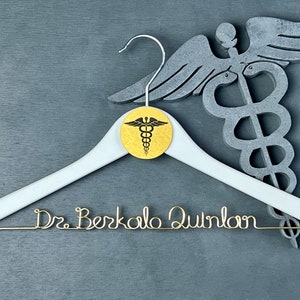 Doctor Coat Hanger, Caduceus Decal Hanger, Medical Gifts for Women, Medical Gifts for Men, Med Student Gift, Personalized Hanger image 10