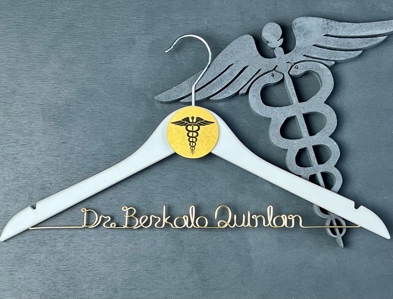 Doctor Coat Hanger, Caduceus Decal Hanger, Medical Gifts for Women, Medical Gifts for Men, Med Student Gift, Personalized Hanger image 10