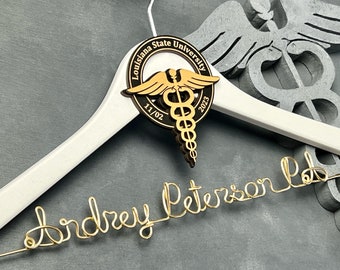 Personalized White Coat Hanger: Medical Graduation Gift