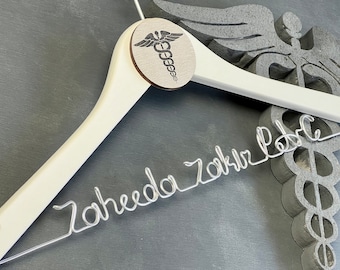 Personalized White Coat Hanger, Medical Graduation Gift