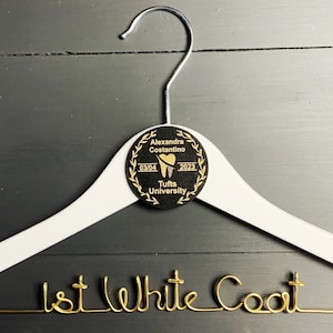 1st White Coat Hanger, Dental School White Coat Ceremony Gift, Custom Hanger for Doctor, Doctor Coat Hanger, Gift for New Dentist