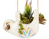 Sloth Hanging Planter, Plant Holders Succulents, Cute Animal Flower Pot, Indoor Outdoor Decor Gifts, Air Plant, Wall Hanging, Boho Gray