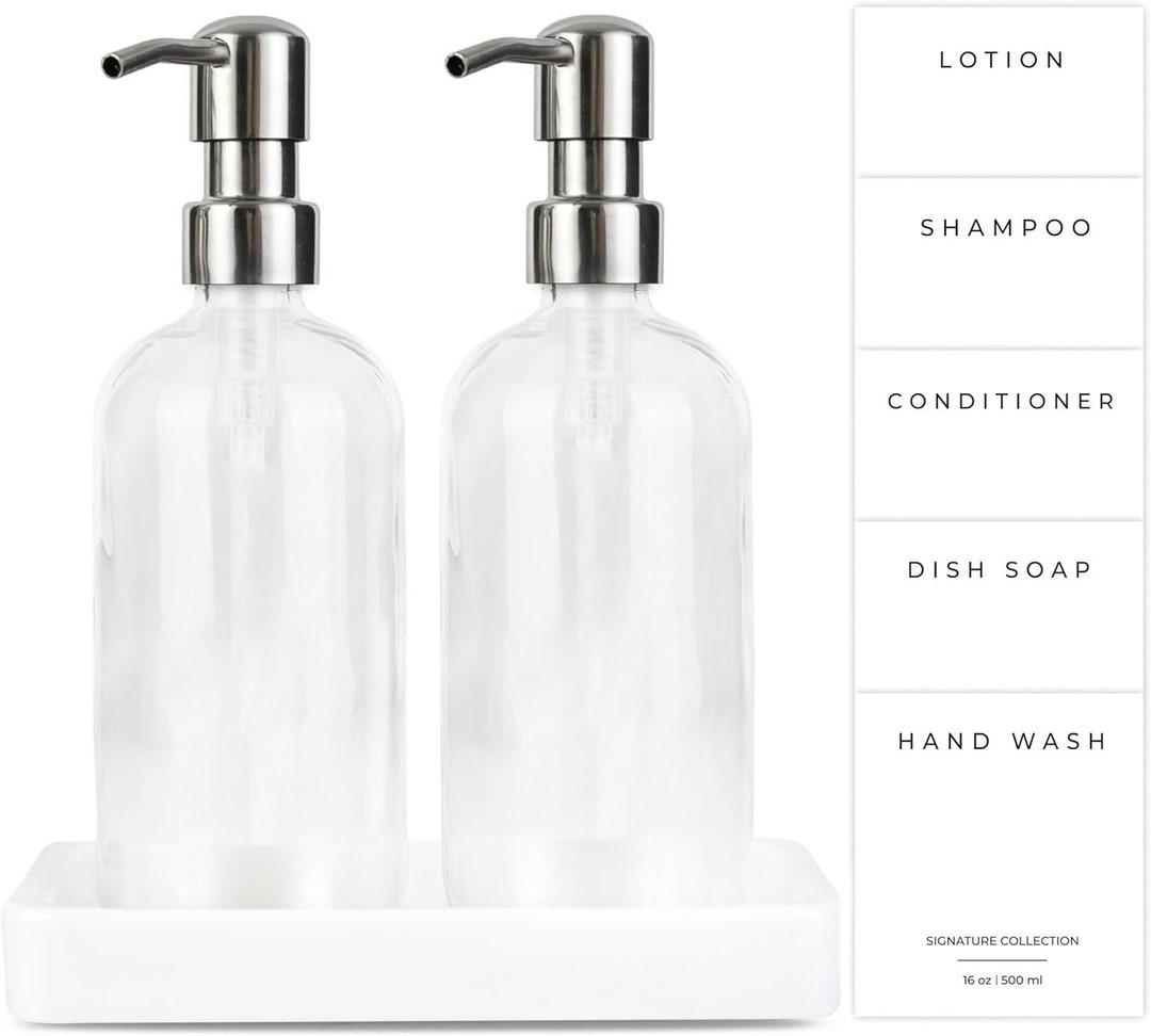Soap Dispenser Set for Kitchen Sink With Tray Hand Wash, Dish Soap