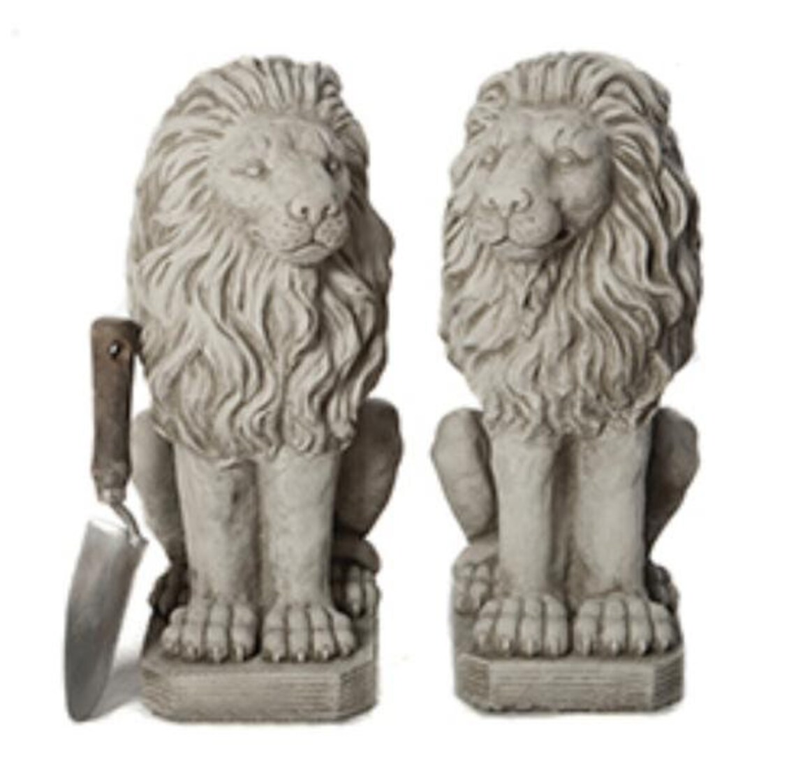 Discount Garden Statues Pair of Sitting Lions Stone Garden Etsy
