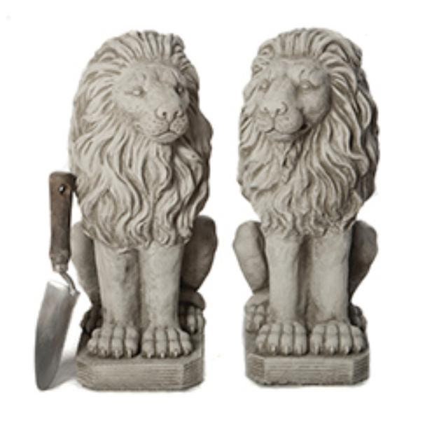 Discount Garden Statues Pair of Sitting Lions Stone Garden Etsy