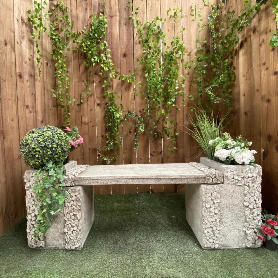 Daisy Bench Discount Garden Statues Daisy Design Stone Cast Garden Bench - Etsy