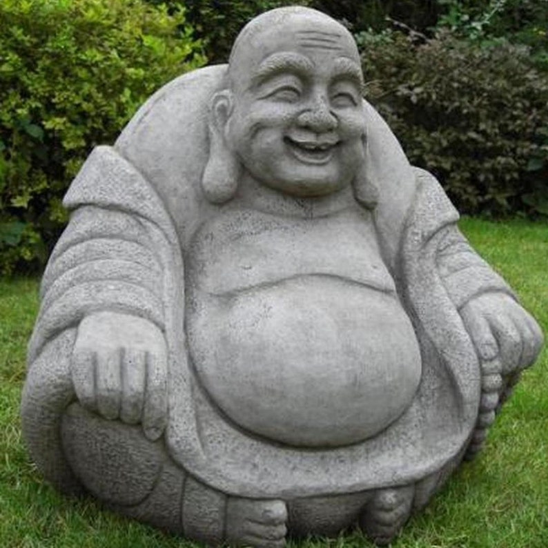 Discount Garden Statues Large Stone Cast Laughing Fat Buddha Etsy UK