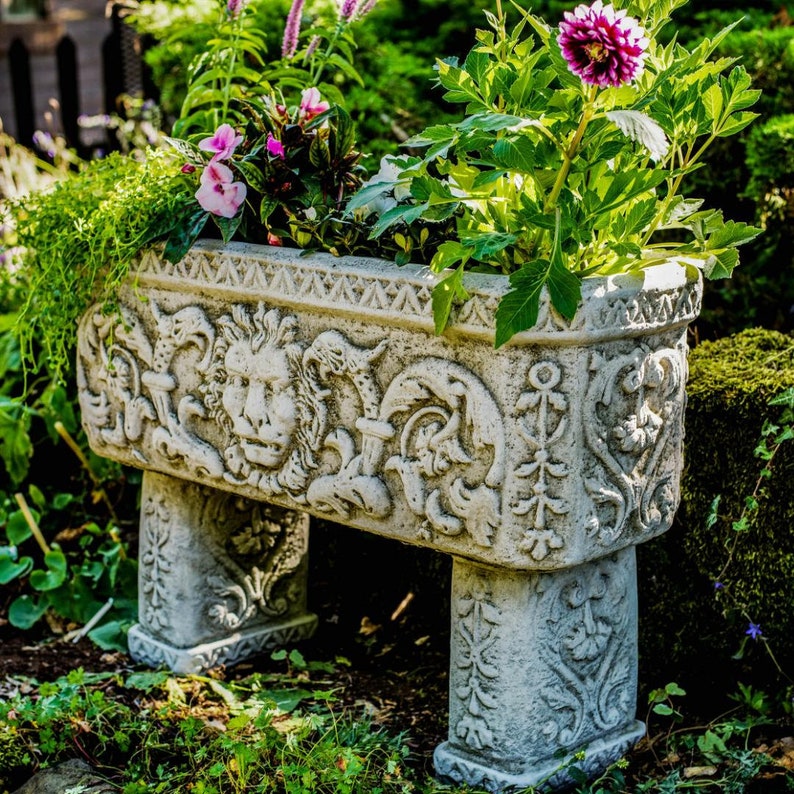 Discount Garden Statues Lion Design Stone Troughs on Legs Etsy UK