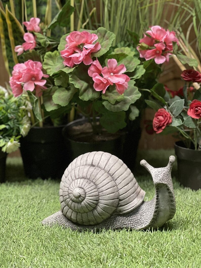 Discount Garden Statues Small Stone Cast Snail Garden Ornament Etsy UK