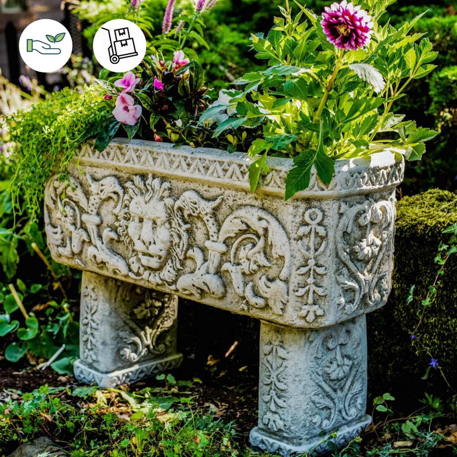 Discount Garden Statues Lion Design Stone Troughs on Legs Etsy UK