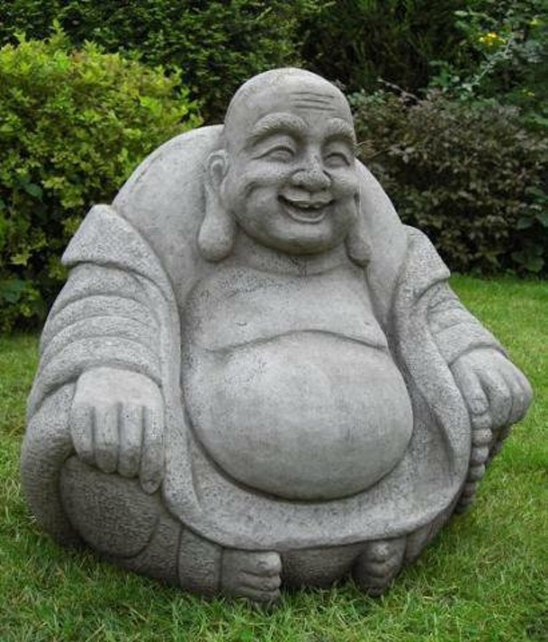 Discount Garden Statues Large Stone Cast Laughing Fat Buddha Etsy UK