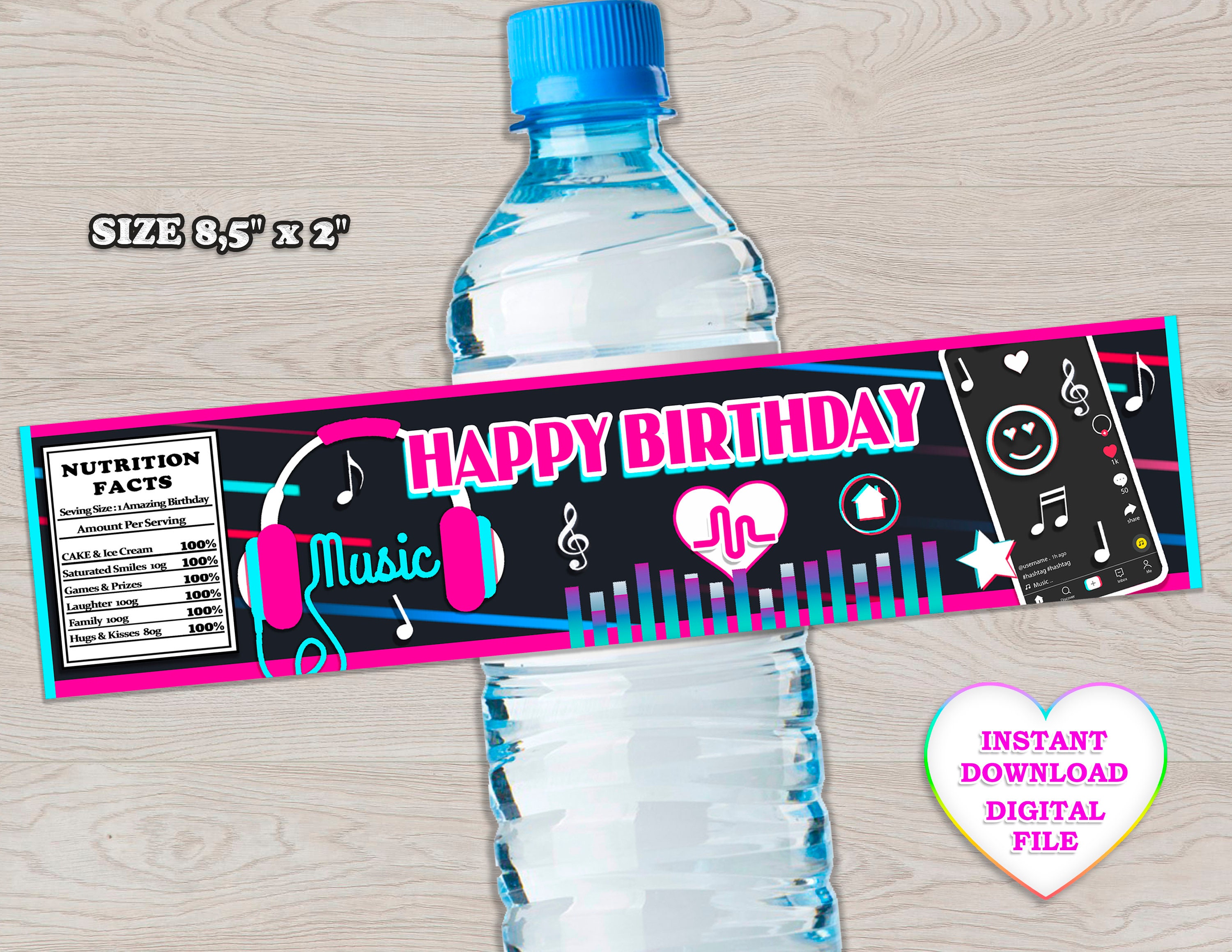 Etiqueta de la botella de agua musical fiesta de cumpleaños | Etsy