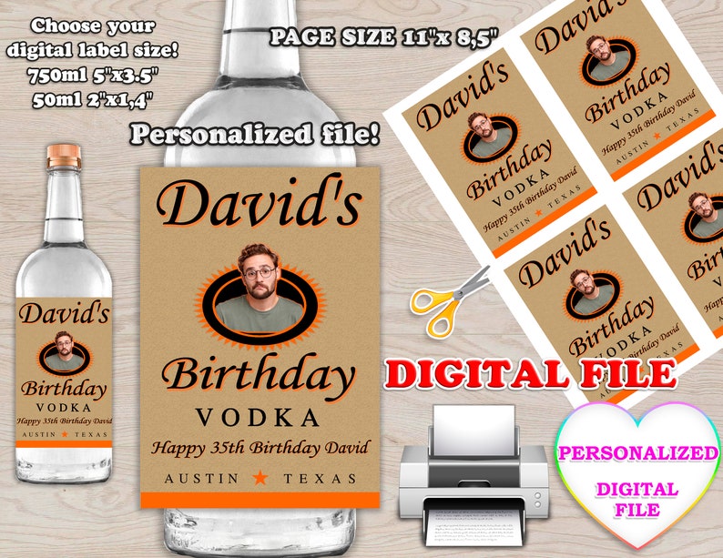 Vodka Label 750ML Digital File Vodka Labels Printable Etsy