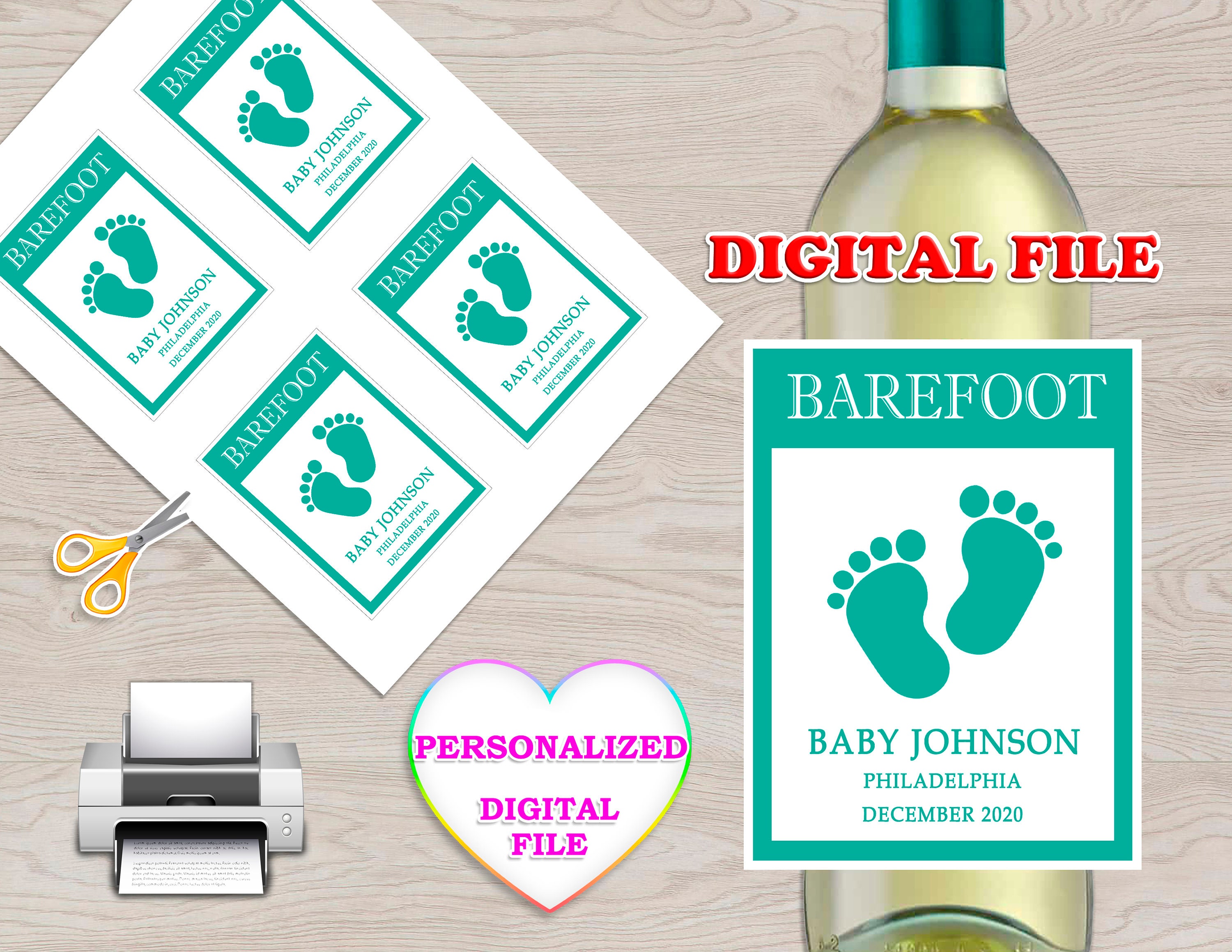 Personalized wine labels baby shower