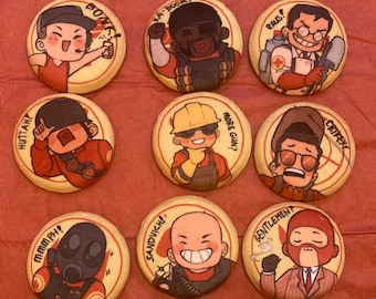 Big Squishy Fabric TF2 Buttons (2.5")