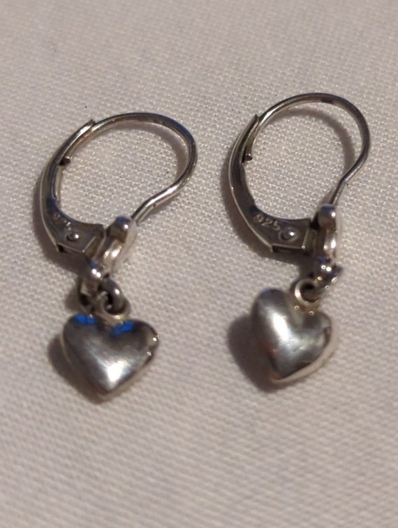 Vintage 925 Silver Heart Earrings - Etsy