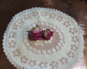 Vintage Pair Of Lace Doilys Flower Design