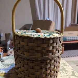 Vintage Two Tier Sewing Basket