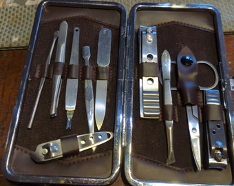 A Variety of Manicure Items in Clasped Case