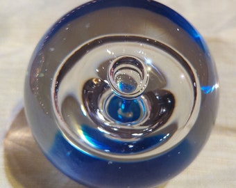 Beautiful Blue Base Clear Drop Paperweight