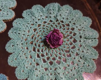 Vintage Set Of 3 Lace Doilys  Flower Mandala Design, All Slightly Different Sizes