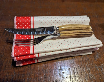 Set of Six Napkins Red and White Polka Dot