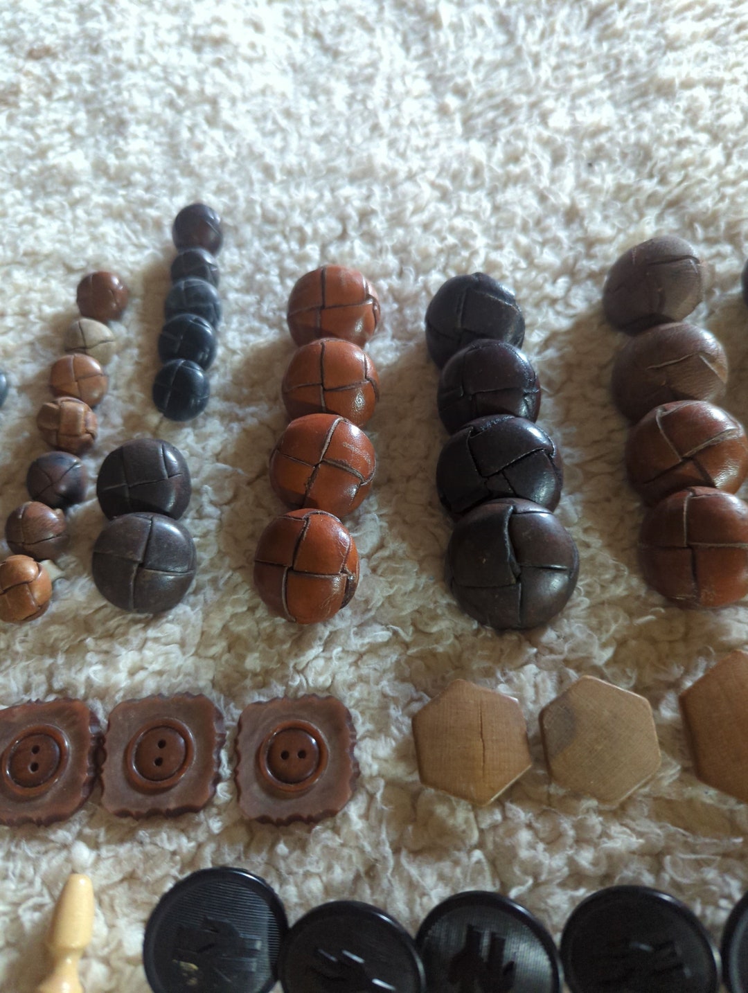 Selection of Vintage Duffle Buttons of All Sizes Along With Leather ...