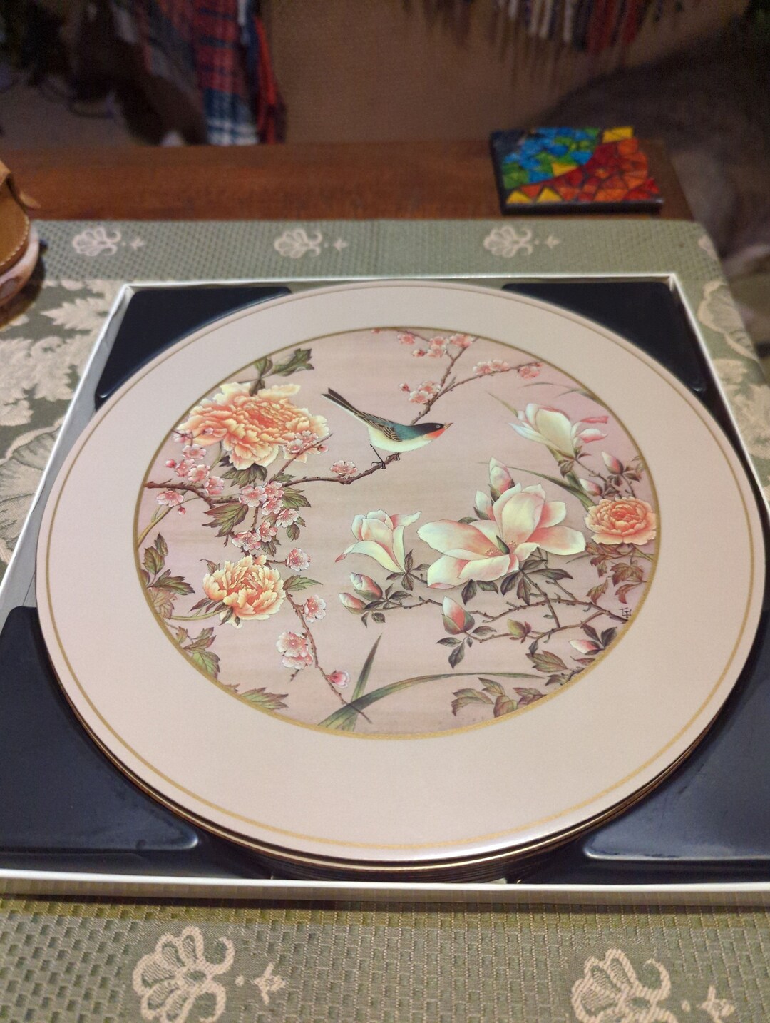 Stunning Vintage Pimpernel Round Placemats Oriental Birds and Flowers