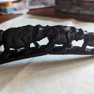 Hand Carved Procession Of African Elephants