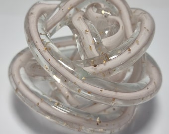 Vintage Beautiful Hand Blown Glass Knot Rope Paperweight or Sculpture