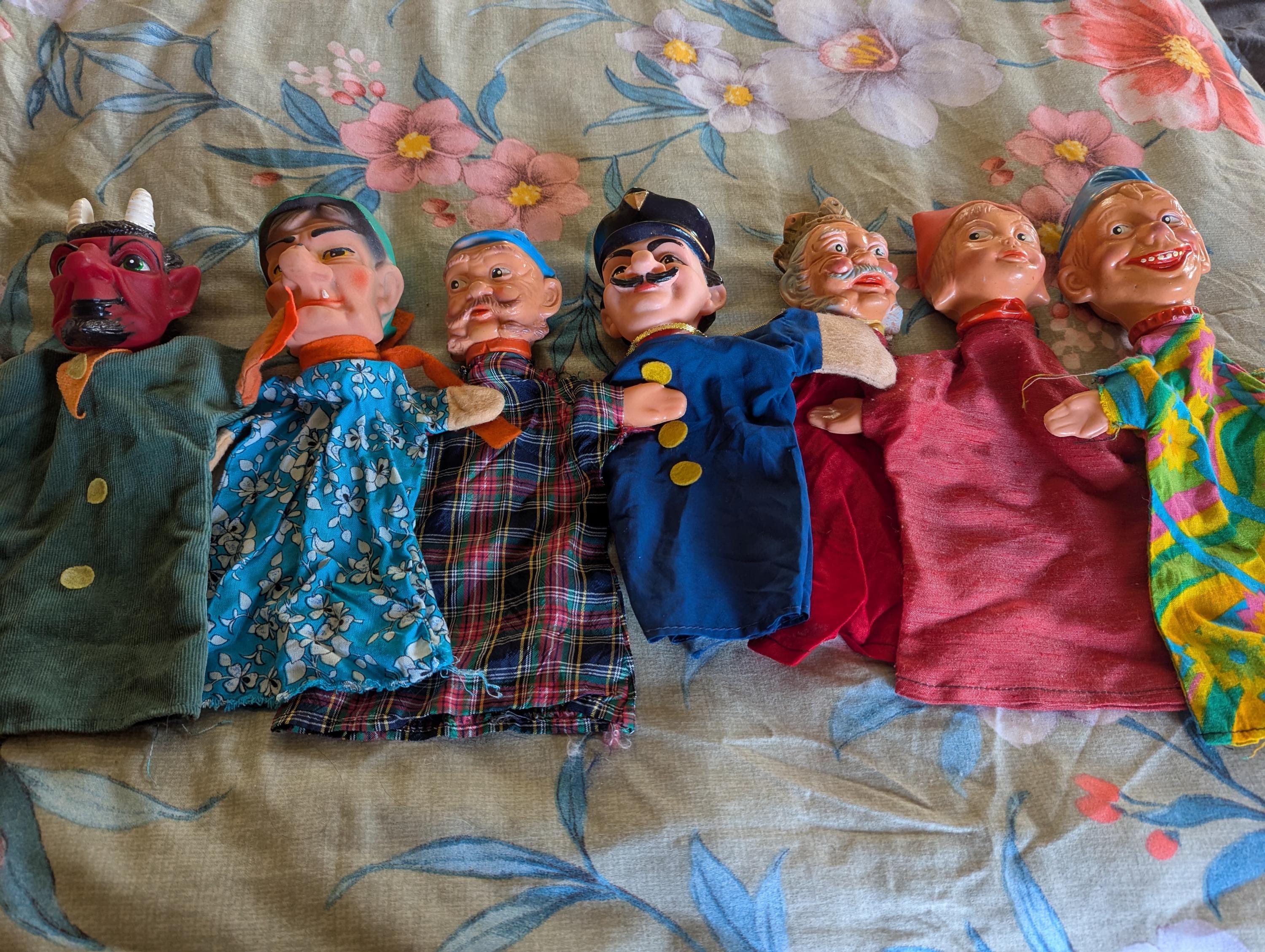 Lot 10 poupées à main marionnette ancienne années 60