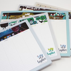 A4 Weekly Planner Pad: Illustrated Tear-Off To-Do List Notepad