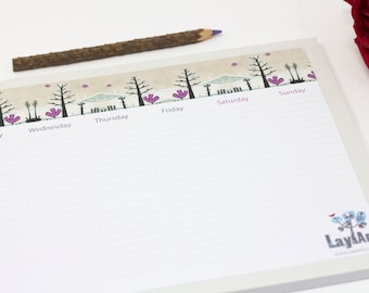 Weekly Planner Pad UK, Weekly Schedule Notepad, Weekly Calendar, Schedule Desk Pad, Home Office Gift, Unique Birthday Gift, Desk Calendar