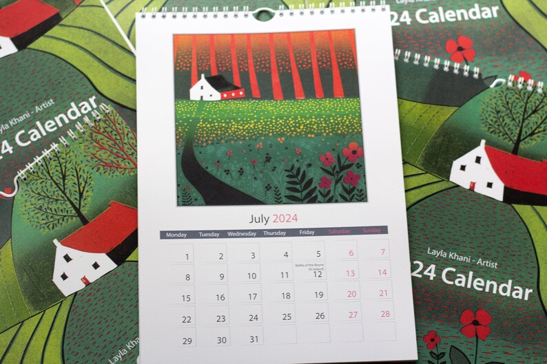 A5 Calendar 2024 Wall Art Calendar 2024 Unique Linocut Etsy Ireland