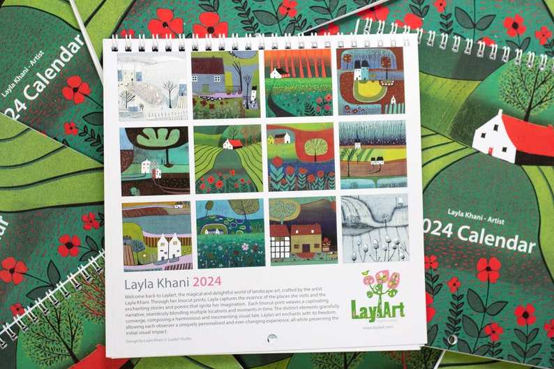 Large Wall Calendar 2024 2024 Square Linocut Calendar Family Etsy