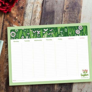 Floral Weekly Planner Pad: Green Desk Calendar, To-Do List
