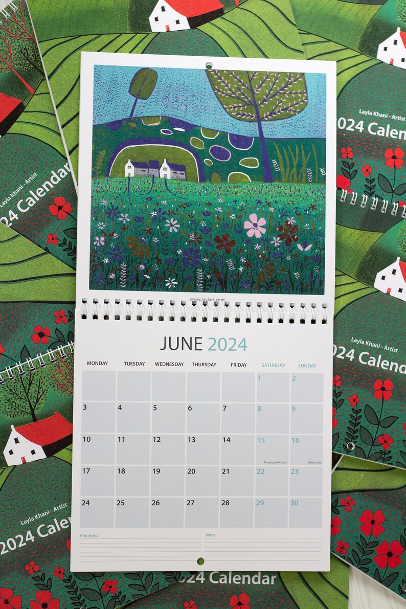 Small Calendar 2024 Wall Art Calendar 2024 Square Linocut Etsy Australia