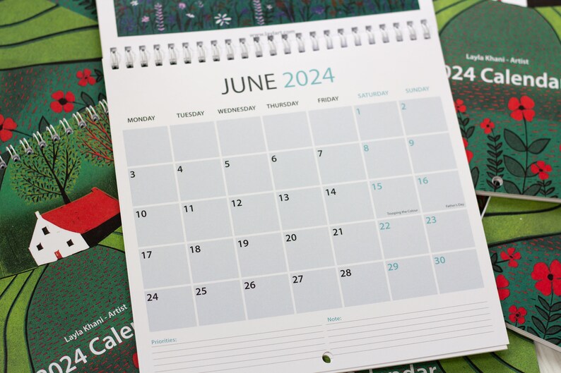 Large Wall Calendar 2025 2025 Square Linocut Calendar Family Etsy
