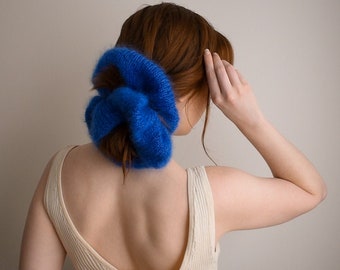 Knitting Pattern: Giant Silk Mohair Scrunchie, Hair Tie, Knitting Accessory, Beginner Friendly, Instant Download