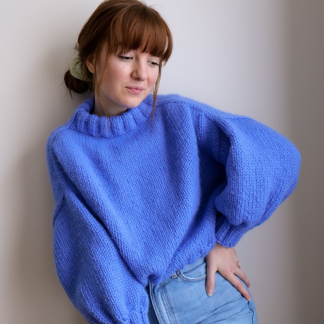 Knitting Pattern: Seamless Mock Neck Sweater Boxy Cropped - Etsy UK