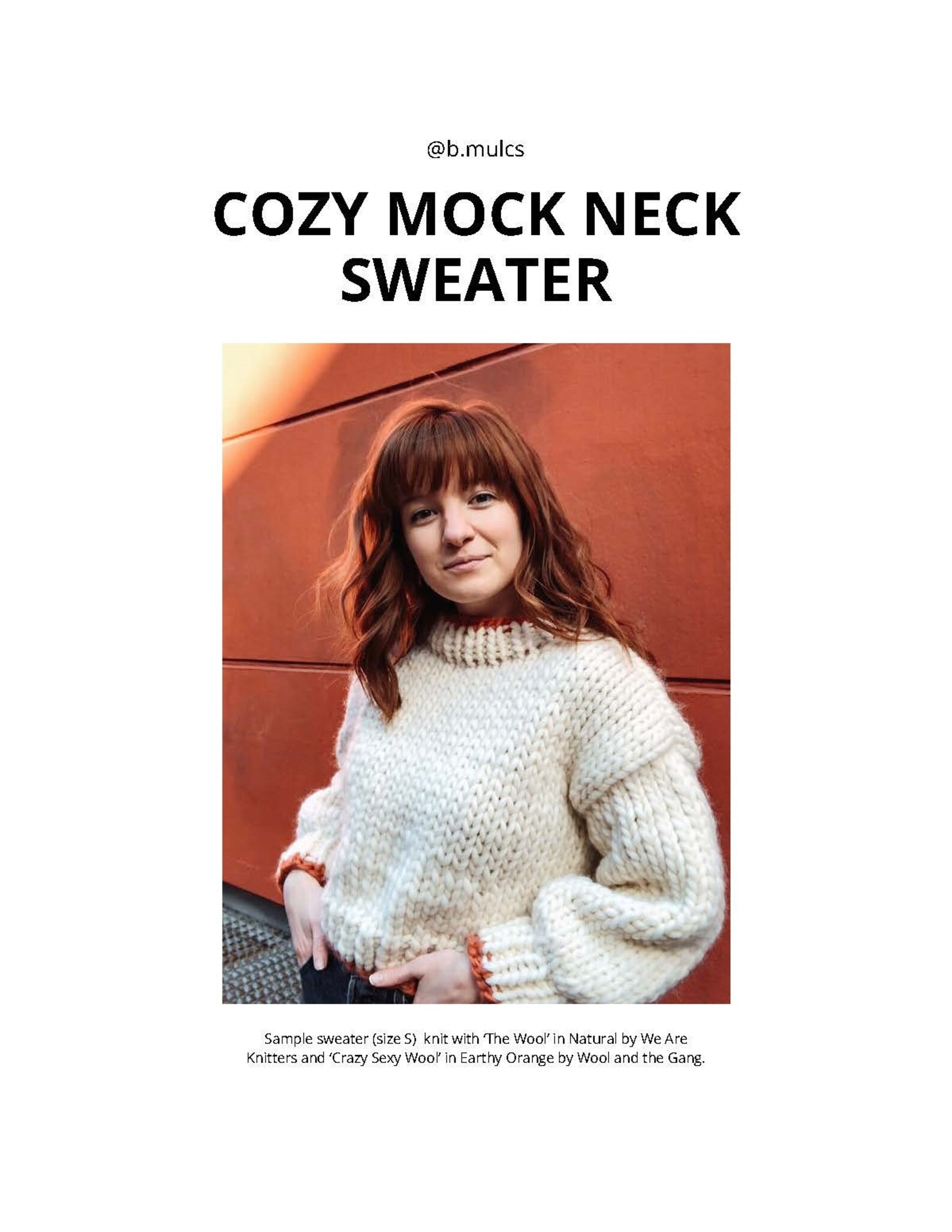 Knitting Pattern Cozy Mock Neck Sweater Cropped Fit Super Etsy