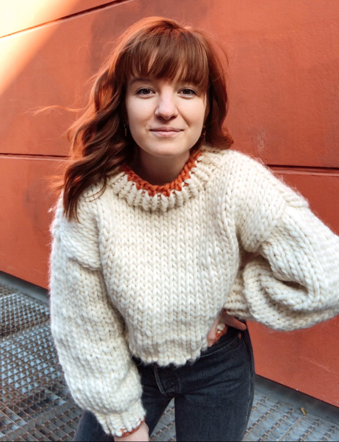 Knitting Pattern Cozy Mock Neck Sweater Cropped Fit Super Etsy